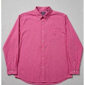 Chaps Mens Easy Care Pink Button-Down Shirt With Embroidered Pocket Size Xl
